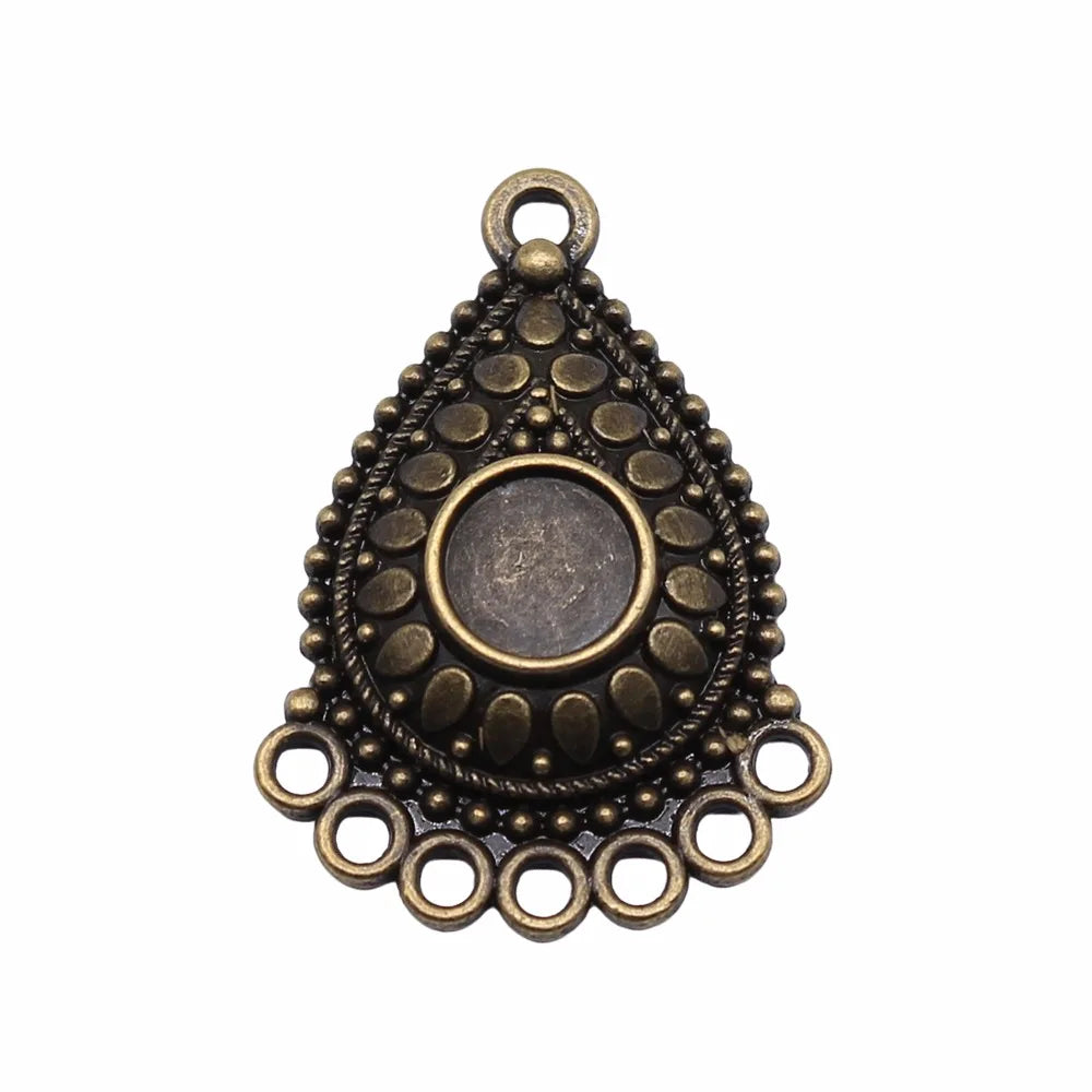 36x26mm 3.8g Multi Color Zinc Alloy Waterdrop Teardrop Earring Connector Charms for DIY Jewelry Making