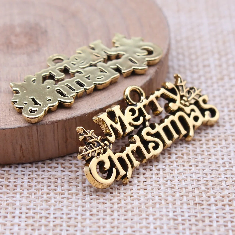 16x36mm 3.3g Zinc Alloy MERRY CHRISTMAS Word Tag Charm Pendant for DIY Holiday Jewelry
