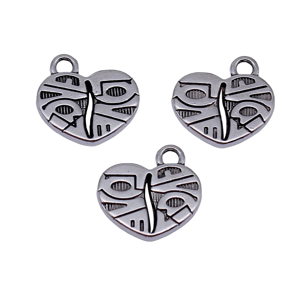 15x12mm 1.5g Antique Silver Zinc Alloy LOVE Heart Charm Pendant for DIY Necklace Bracelet Jewelry