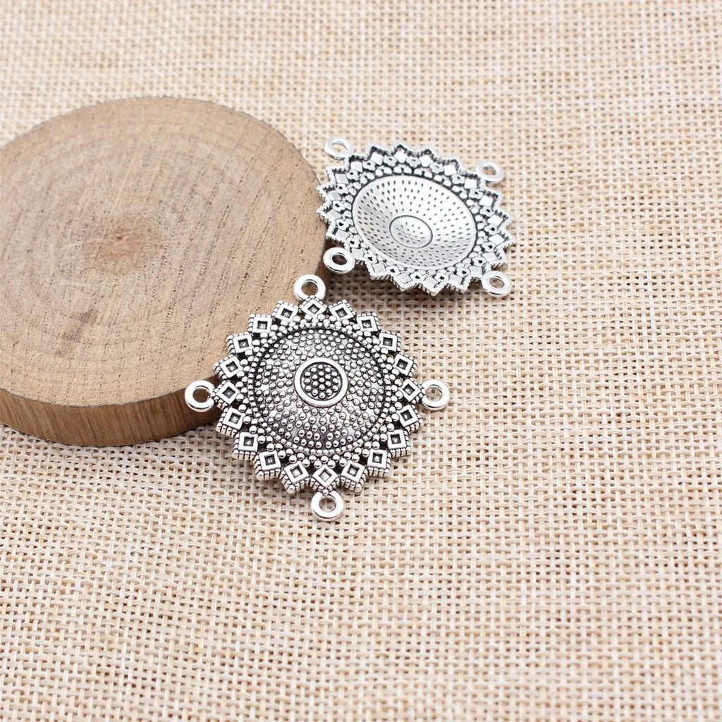 32x32mm 4.8g Multicolor Zinc Alloy Four-Hole Connector Charm for Body Chain Forehead Chain Making