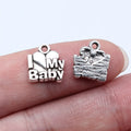11x11mm 0.8g Zinc Alloy I Love My Baby Word Tag Charm Pendant for DIY Necklace Bracelet Jewelry