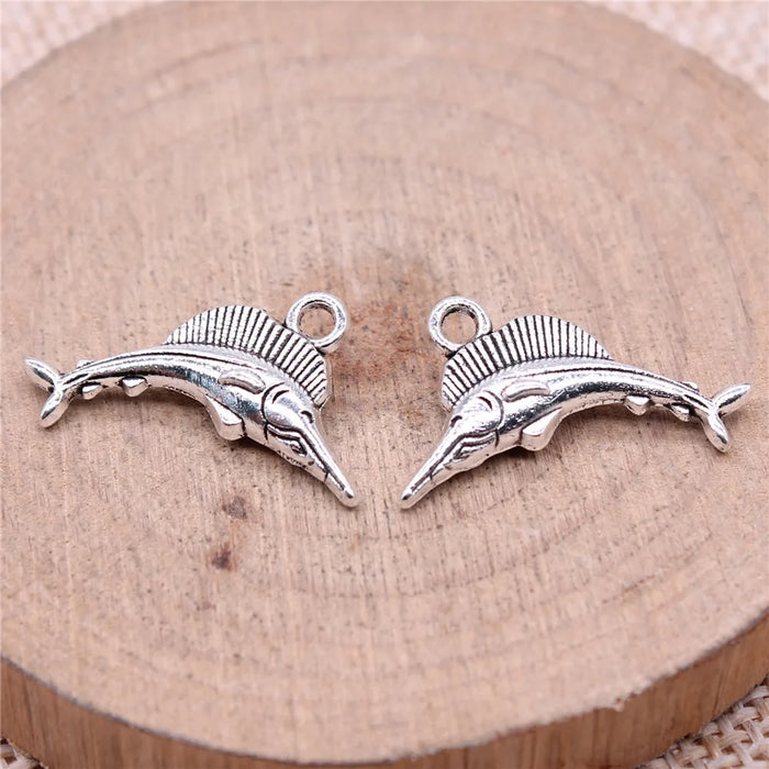 20x13mm 1.43g Antique Silver Zinc Alloy Sailfish Fish Charm Pendant for DIY Ocean Jewelry Making