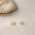 Milky White Pearl Iris Flower Stud Earrings Eco Alloy Silver Plated Korean Style Jewelry