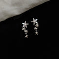 Micro Pave Zircon Star Stud Earrings Copper Silver Plated Sweet Cool Fashion Jewelry
