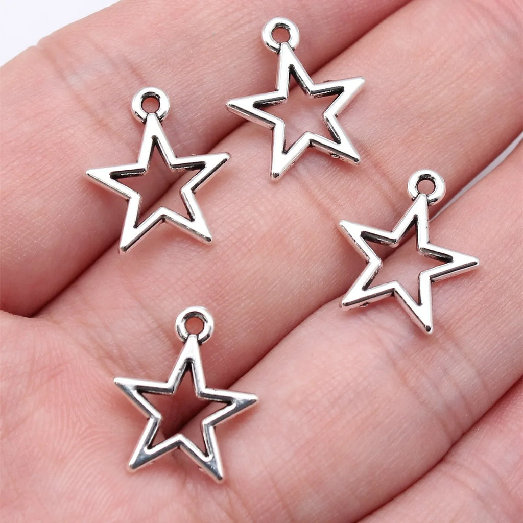 14x16mm 0.53g Antique Silver Zinc Alloy Five-Point Star Charm Pendant for DIY Necklace Bracelet Making