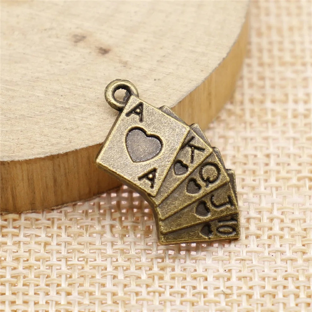 24x13mm 1.3g Multicolor Zinc Alloy Playing Card Charm Pendant for Bracelet Necklace Jewelry Making