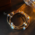 French Court Style Triple Strand Freshwater Pearl Bracelet Handmade Geometric Luxury Jewelry