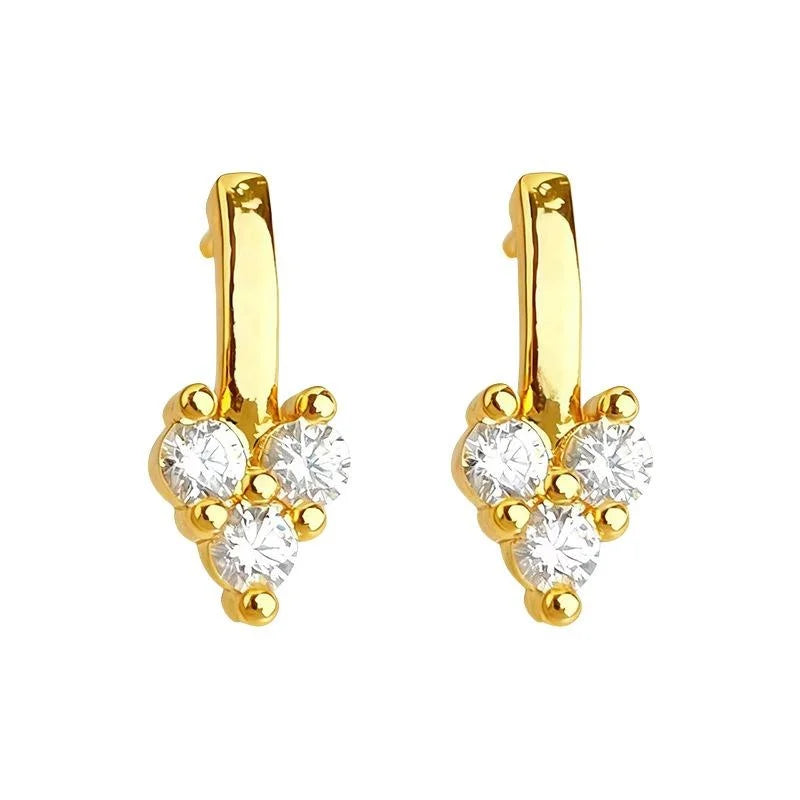 Light Luxury Mini Heart Zircon Micro Pave Copper Drop Earrings