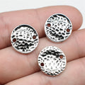 15mm 1.2g Antique Silver Zinc Alloy Water Ripple Tag Connector Charm for DIY Necklace Making
