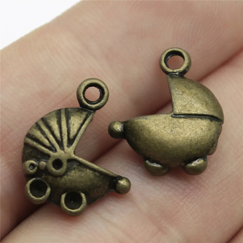 16x13mm 1.8g Multicolor Zinc Alloy Baby Stroller Charm Pendant for DIY Necklace Bracelet Making