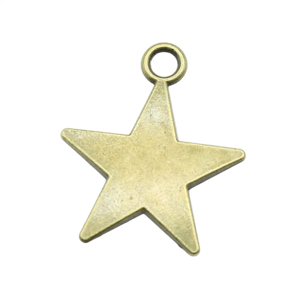 26x22mm 2.9g Antique Bronze Zinc Alloy Filigree Five Point Star Charm Pendant for DIY Jewelry