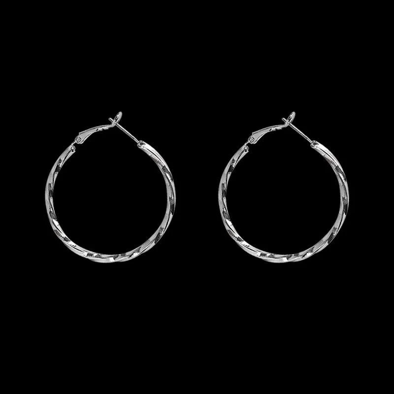 Sweet Cool Oversized Copper Hoop Earrings With Silver Plated Pins Geometric Round Minimalist Jewelry