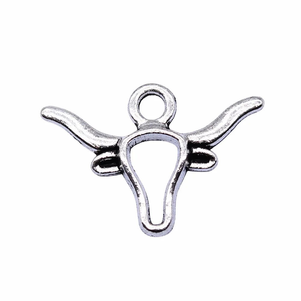 22x15mm 0.7g Multicolor Zinc Alloy Bull Head Charm Pendant for DIY Western Jewelry Making