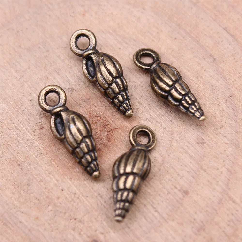 5x14mm 0.5g Multicolor Zinc Alloy Conch Shell Charm Pendant for DIY Ocean Theme Jewelry Making