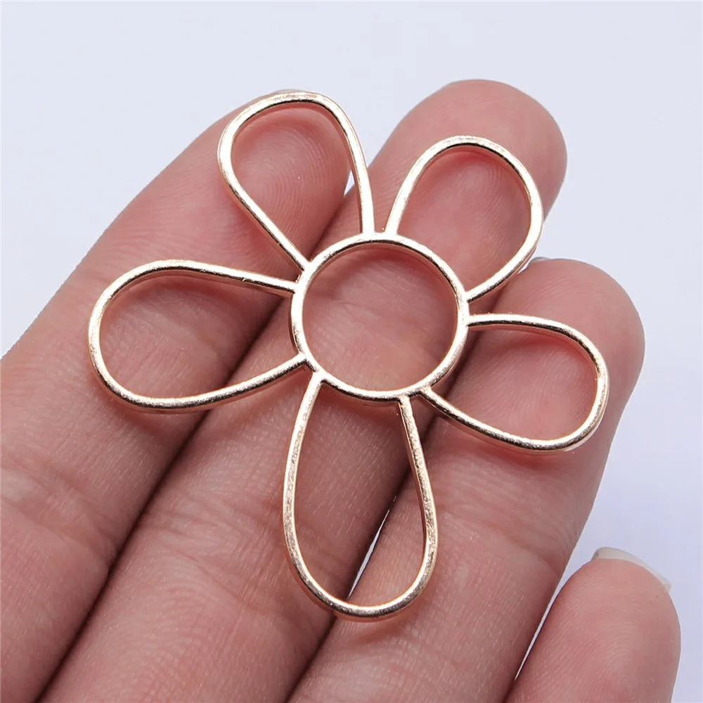 48x42mm 3.7g Multicolor Zinc Alloy Hollow Flower Charm Pendant for Necklace Earring DIY Making
