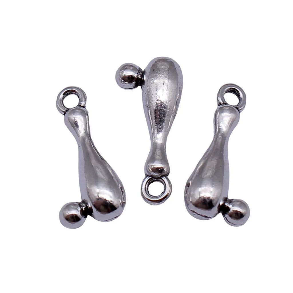 20x9x5.4mm 1.6g Antique Silver Zinc Alloy Bowling Ball Charm Pendant for DIY Sports Jewelry Making