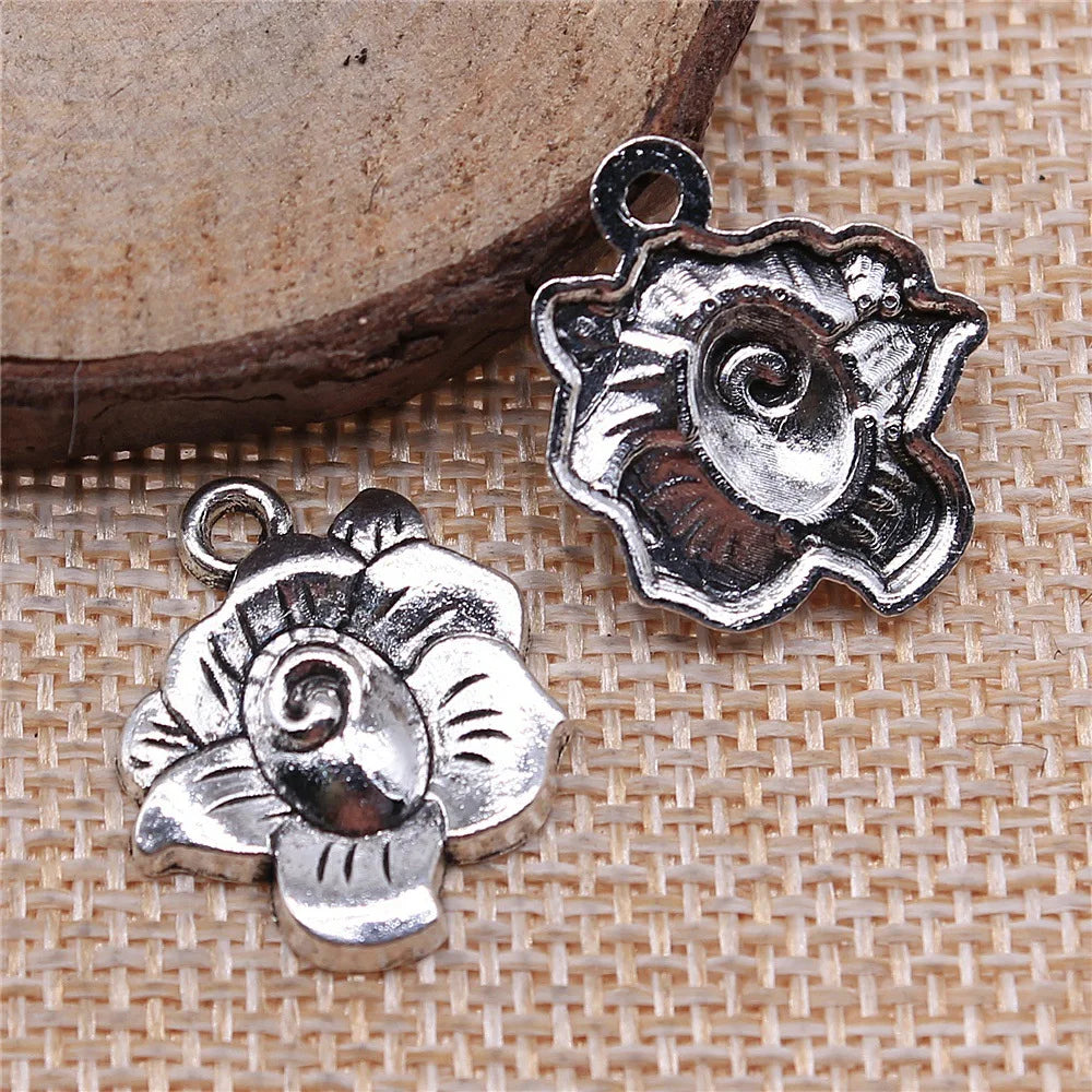 22x18mm 2.1g Antique Silver Zinc Alloy Flower Charm Pendant for Bracelet Necklace Jewelry Making