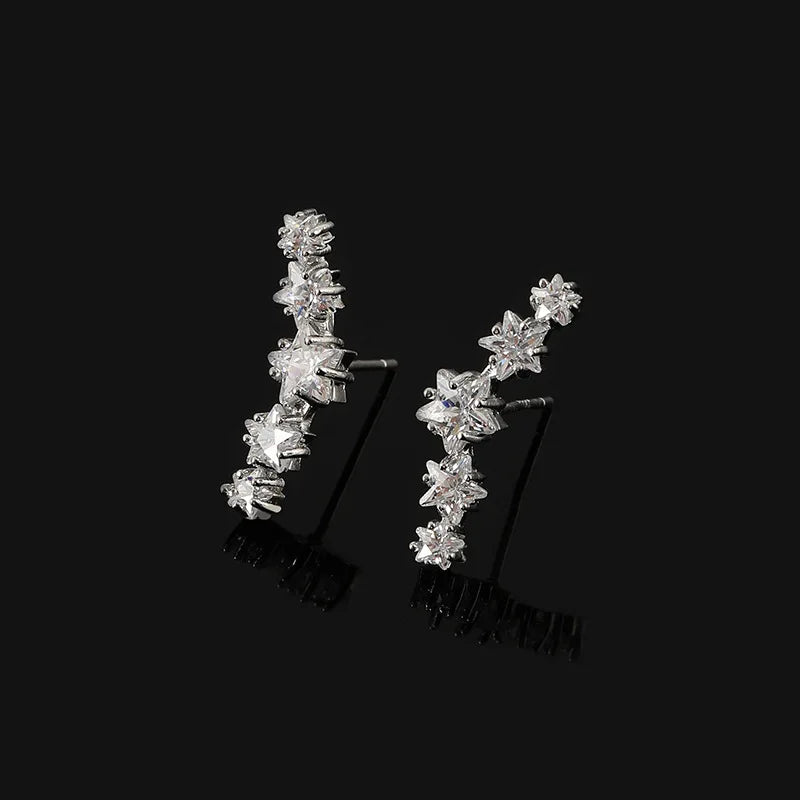 Elegant Starburst Zircon Ear Cuff Stud & Clip On No Piercing Spiral Hoop Fashion Earrings