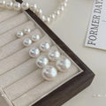 High Gloss Mabe Pearl Stud Earrings Round Geometric Light Luxury Fashion Jewelry