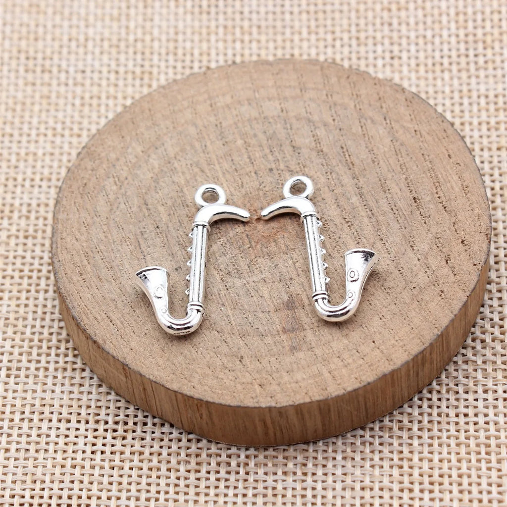 27x17mm 1.35g Multicolor Zinc Alloy Saxophone Charm Pendant for DIY Music Theme Jewelry Making