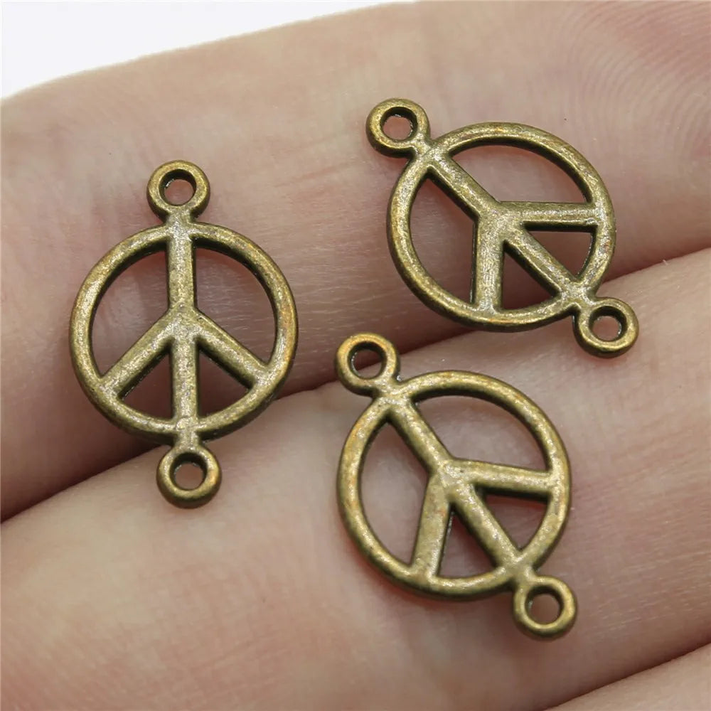 17x11mm 0.4g Multicolor Zinc Alloy Peace Symbol Connector Charm for DIY Jewelry Making and Accessories