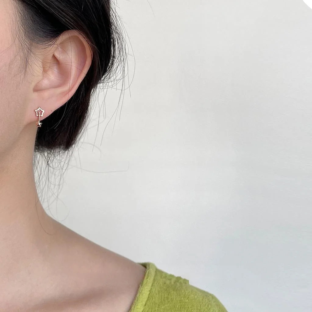 Rose Gold Copper Hollow Star Stud Earrings, Minimalist Versatile Fashion Jewelry