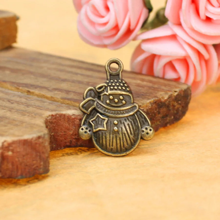 22x17MM Antique Silver Zinc Alloy Snowman Charm Pendant for DIY Necklace Bracelet Jewelry Making