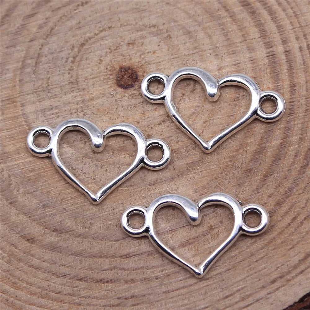 15x9mm 0.25g Multicolor Zinc Alloy Hollow Heart Connector Charm for DIY Bracelet Jewelry Making