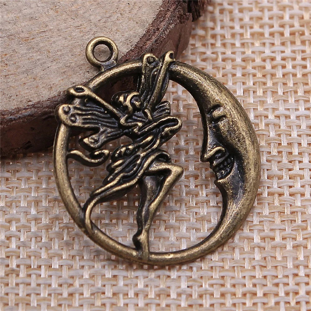 26x30mm 2.6g Multicolor Zinc Alloy Moon Angel Sun Star Charm Pendant for DIY Celestial Jewelry Making