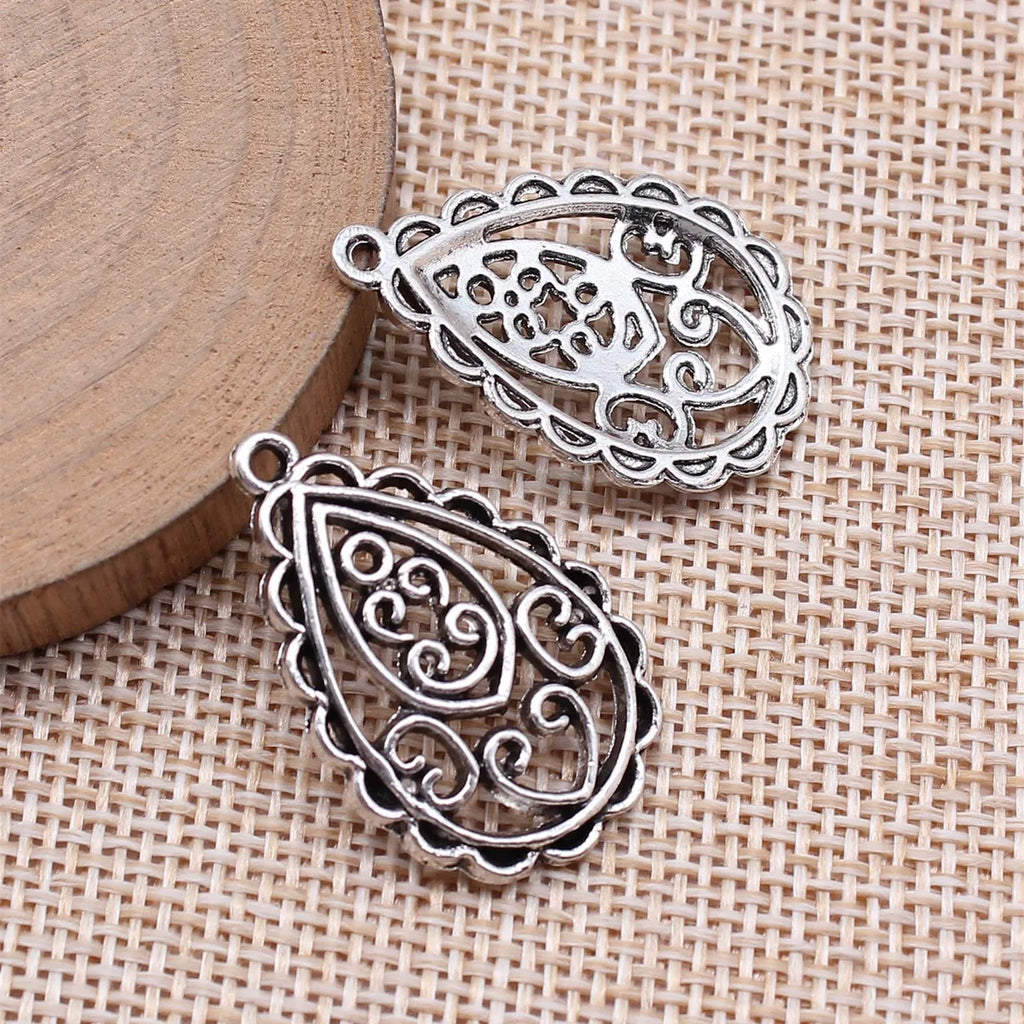 30x20mm 2.2g Multicolor Zinc Alloy Teardrop Flower Earring Charms for DIY Earrings