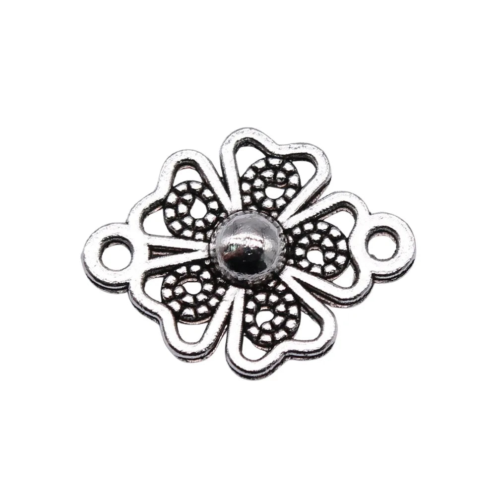 20x15mm 1.3g Multicolor Zinc Alloy Flower Connector Charm for DIY Bracelet Necklace Jewelry Making