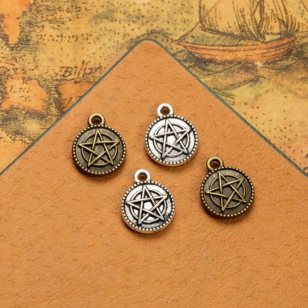 12MM Antique Silver Zinc Alloy Double Sided Charm Pendant for DIY Necklace Bracelet Jewelry Making