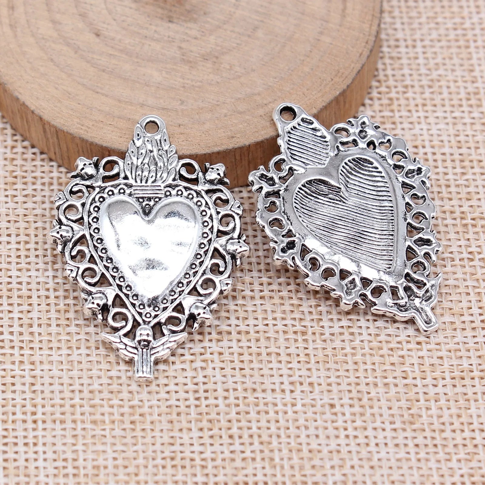 41x29mm 4.8g Multicolor Zinc Alloy Gothic Skull Heart Charm Pendant for DIY Necklace Jewelry
