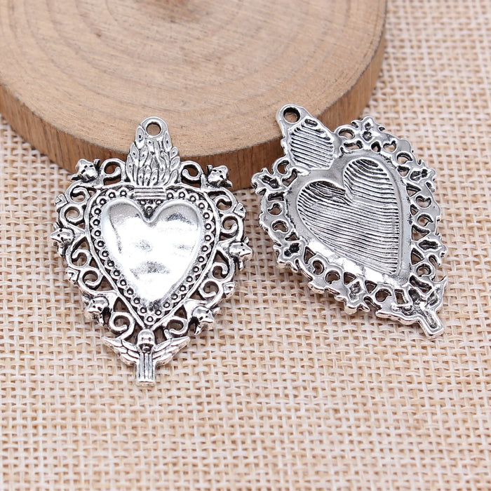 41x29mm 4.8g Multicolor Zinc Alloy Gothic Skull Heart Charm Pendant for DIY Necklace Jewelry