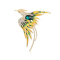 Elegant Enamel Phoenix Bird Brooch With Rhinestone Alloy Wings, Women's Lapel Pin Corsage Gift