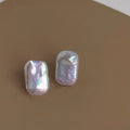 Baroque Irregular Freshwater Pearl Stud Earrings Silver Plated Pin Geometric Rectangle Jewelry