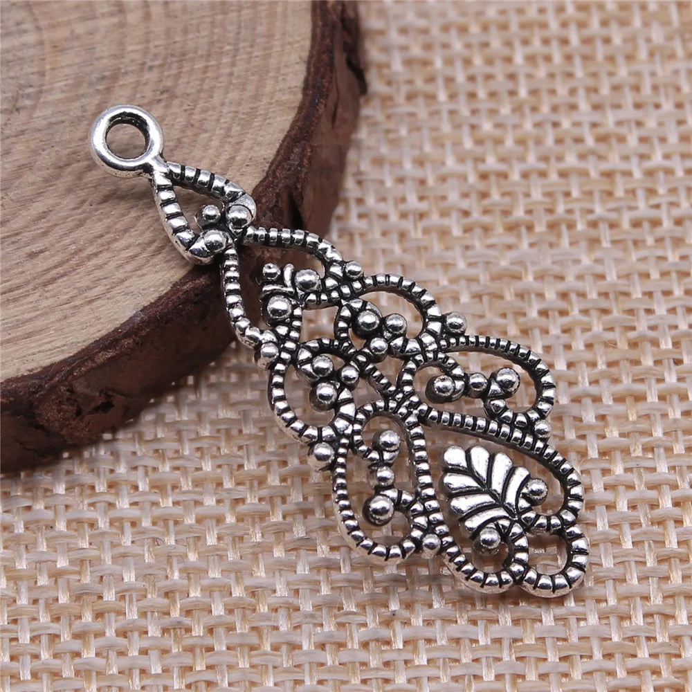 42x14mm 2.6g Multicolor Zinc Alloy Openwork Teardrop Hollow Earring Charms for DIY Pendant Jewelry