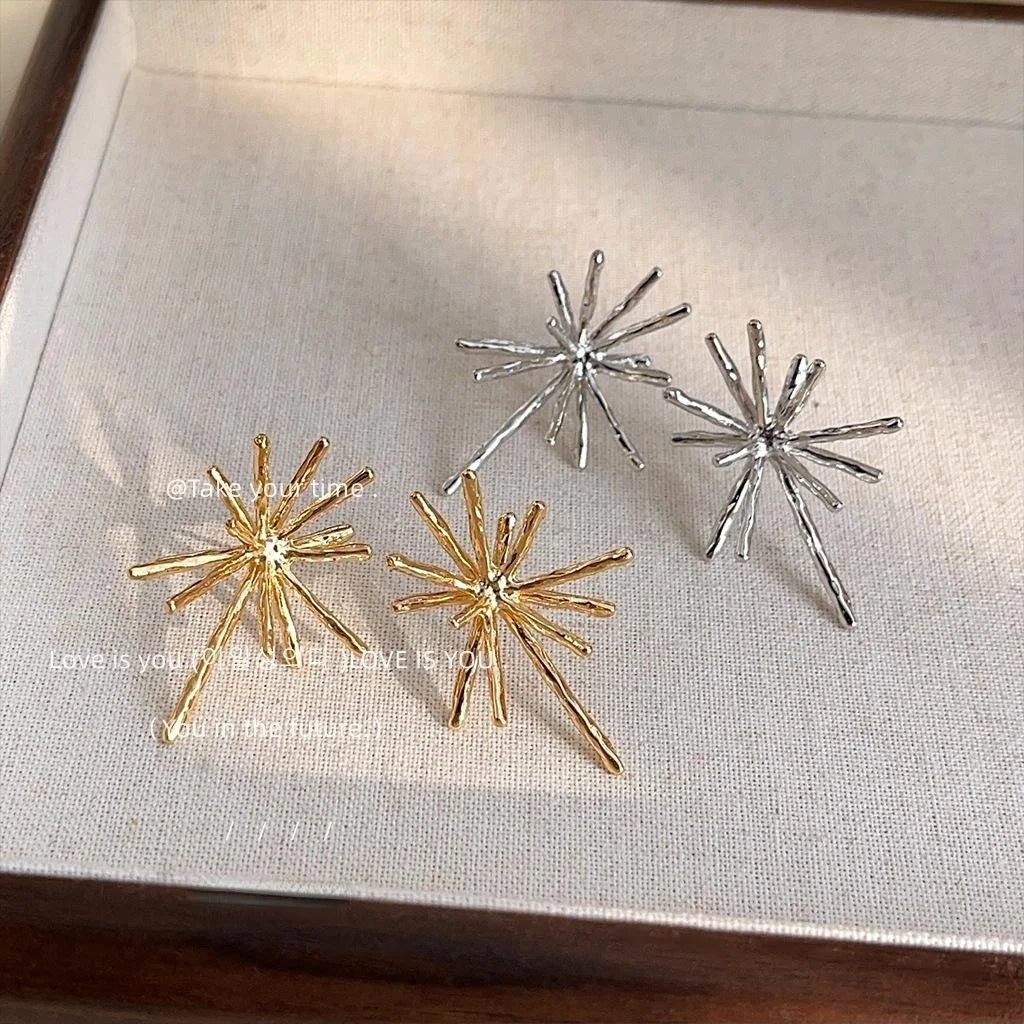 14K Gold Plated Copper Firework Geometric Drop Earrings Luxury Fashion Jewelry
