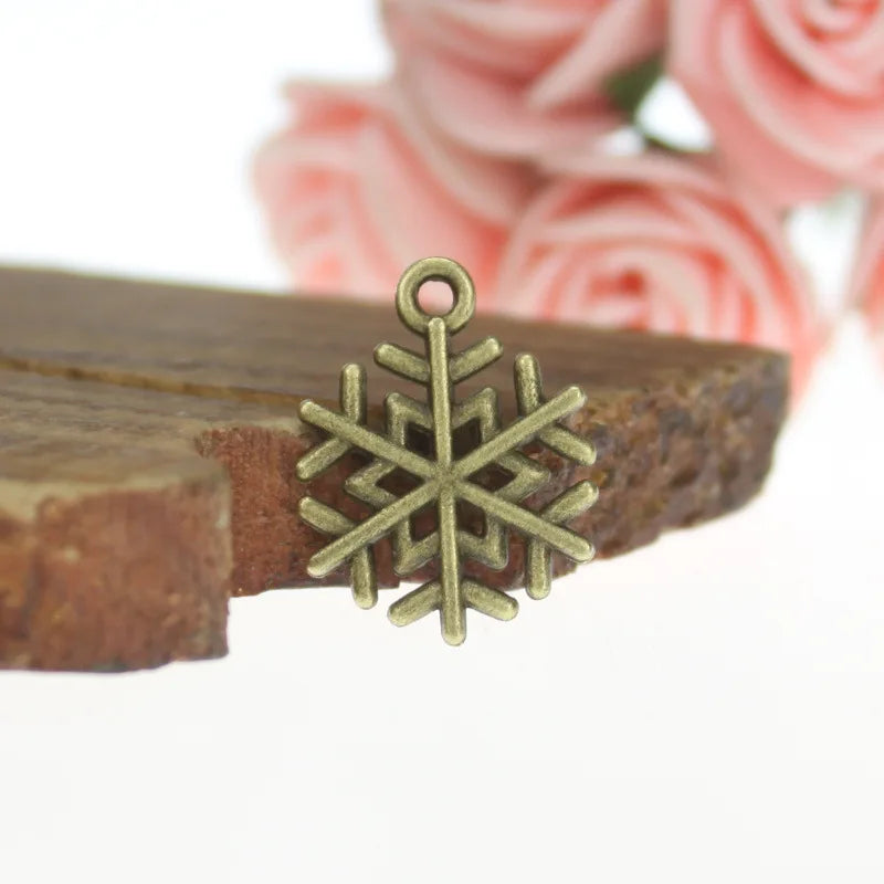 15MM Antique Silver Zinc Alloy Snowflake Charm Pendant for DIY Necklace Bracelet Jewelry Making