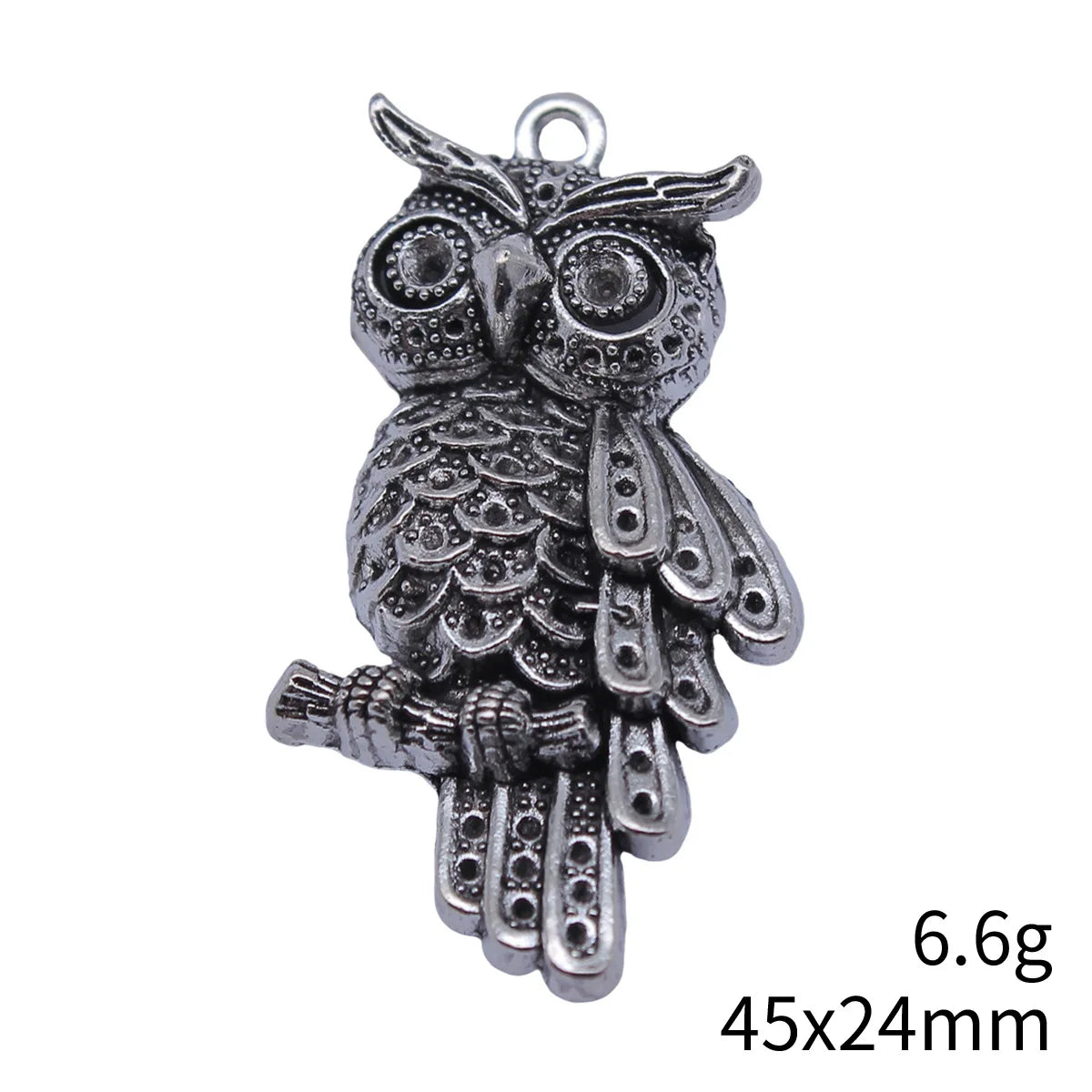45x24mm 6.6g Antique Silver Zinc Alloy Owl Cat Charm Pendant with Rhinestone Setting for DIY Necklace