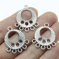 28x23mm 1.9g Vintage Zinc Alloy Round Multi Hole Earring Connector Charms for DIY Earring Making