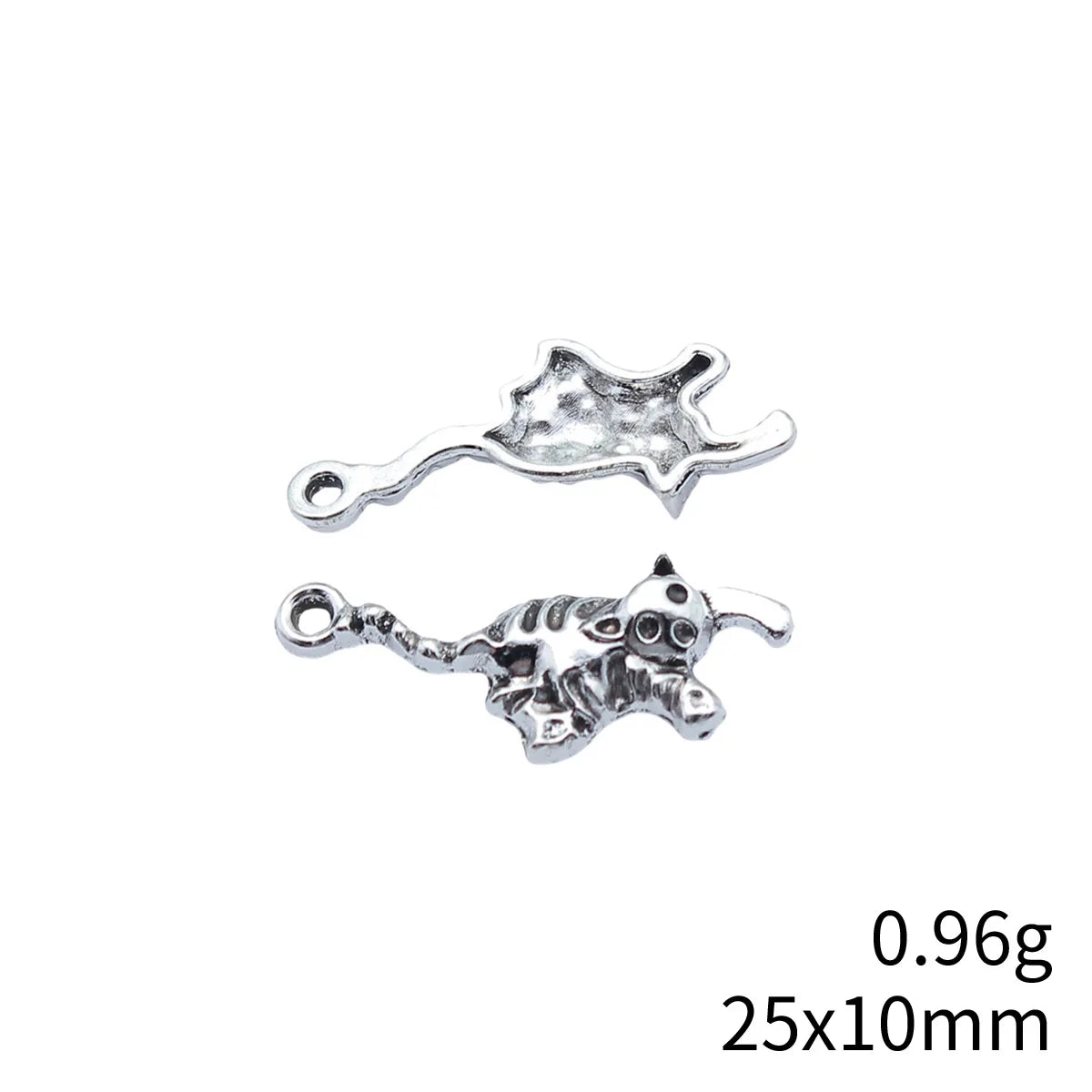 25x10mm 0.96g Antique Silver Zinc Alloy Cat Charm Pendant for DIY Bracelet Necklace Jewelry Making