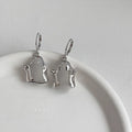 Sweet Cool Silver Metal Little Ghost Drop Earrings For Women Irregular Geometric Minimalist Jewelry