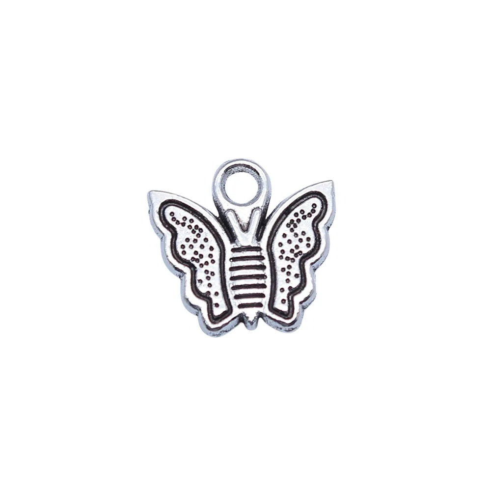 12x13mm 0.8g Antique Silver Zinc Alloy Butterfly Charm Pendant for DIY Necklace Bracelet Jewelry Making