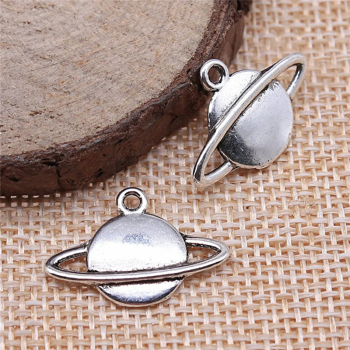 22x15mm 1.6g Multicolor Zinc Alloy Saturn Planet Solar System Charm Pendant for DIY Necklace Making