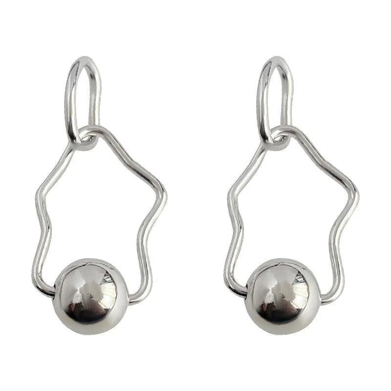 Designer Irregular Geometric Copper Drop Earrings For Women, Minimalist Cool Art Style
