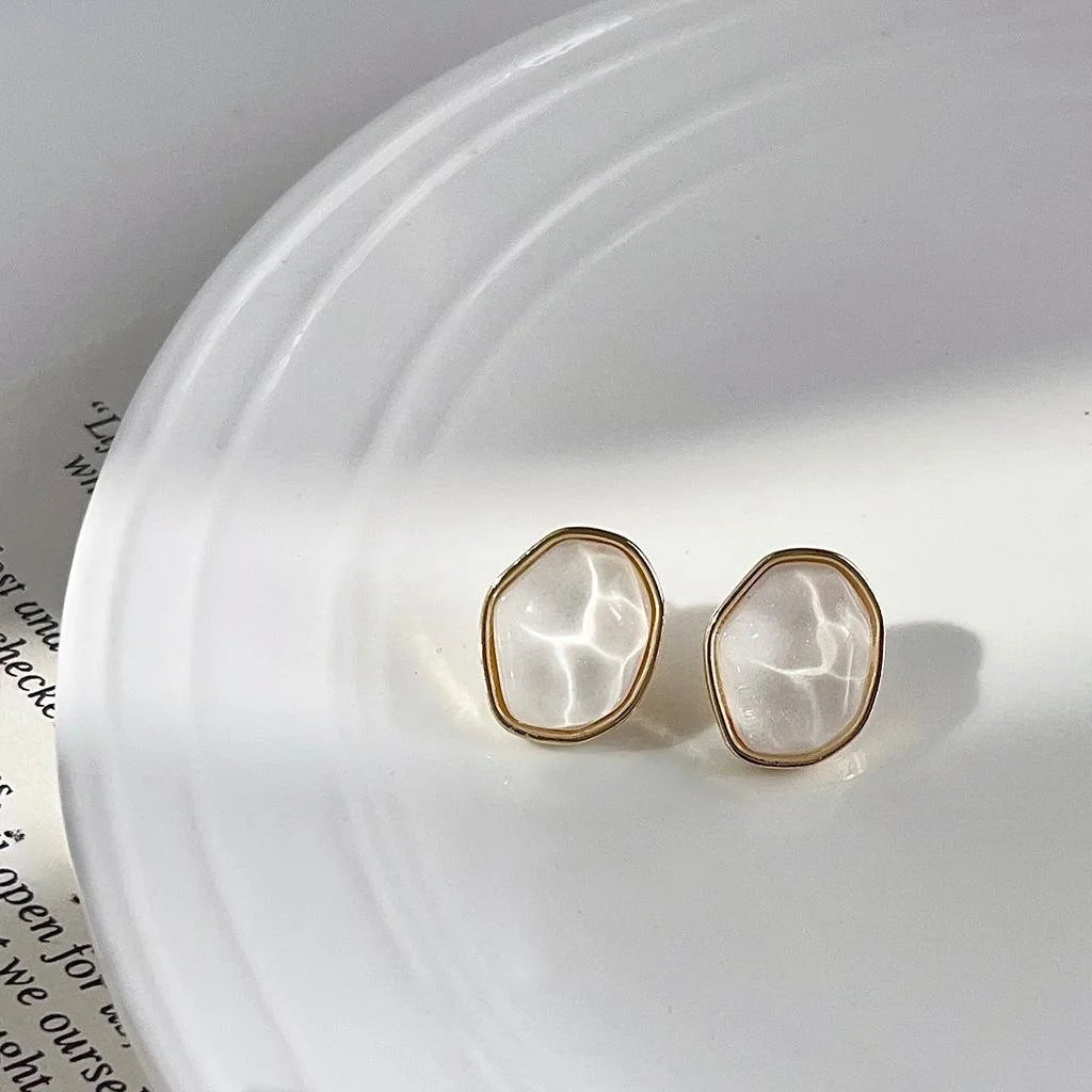 Minimalist 14K Plated Alloy Irregular Geometric Asymmetric Stud Earrings
