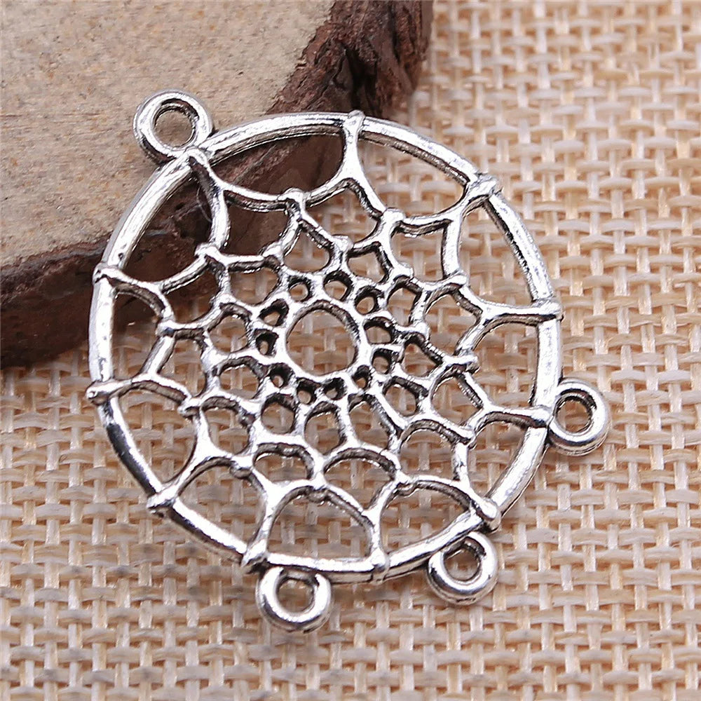 34x28mm 2.6g Multicolor Zinc Alloy Dreamcatcher Connector Charm for DIY Earrings Necklace Making