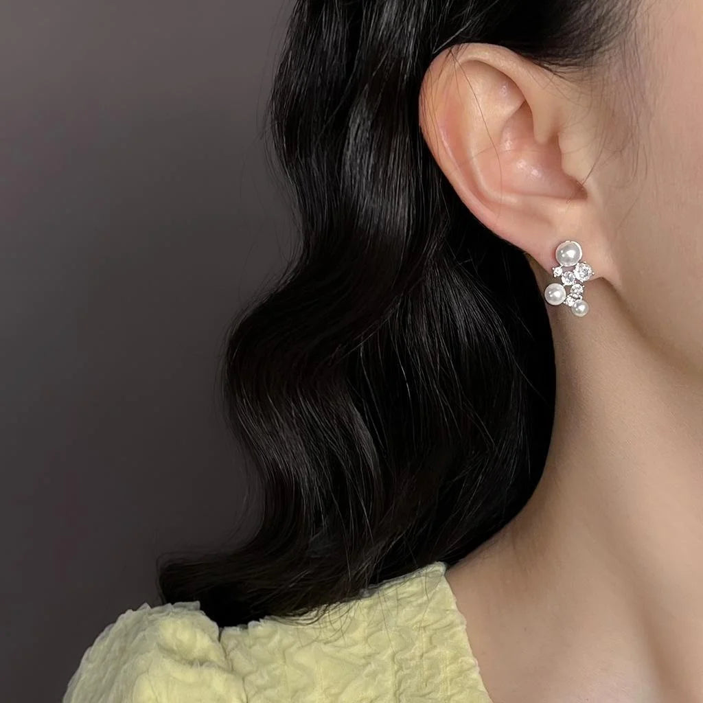 Light Luxury Micro Pave Zircon Constellation Geometric Copper Stud Earrings