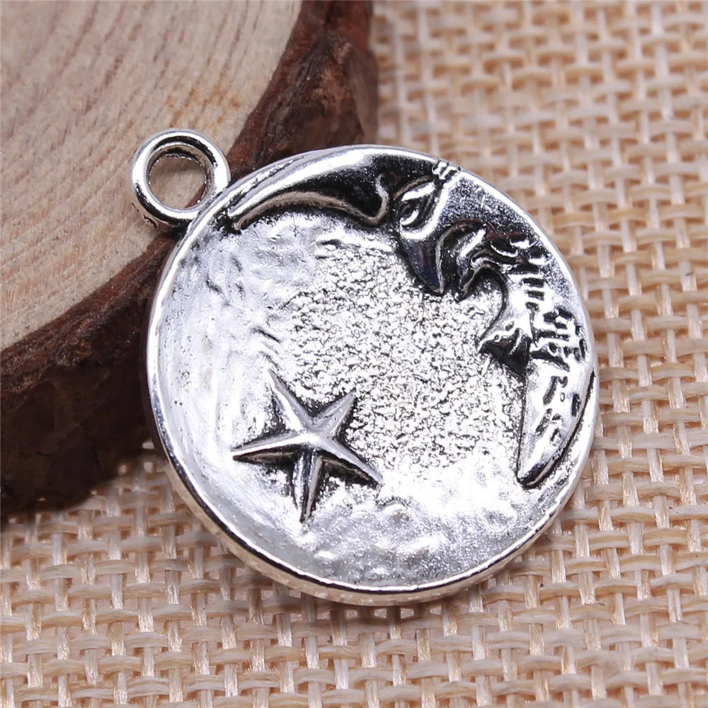 23x23mm 2.2g Multicolor Zinc Alloy Moon Star Charm Pendant for DIY Necklace Bracelet Jewelry Making
